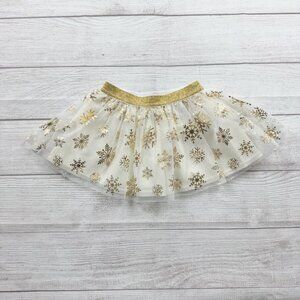 Holiday Time Baby Girls Gold Snowflake Tulle Skirt Glitter 12-18 Months